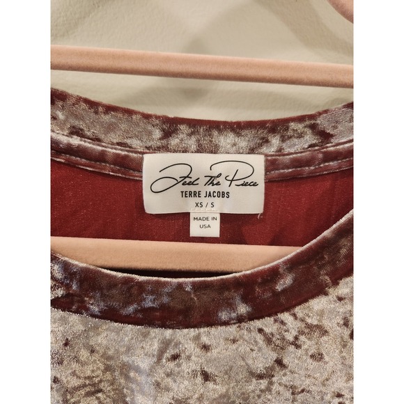 Feel the Piece Terre Jacobs XS/S‎ Velvet Burgundy Tunic Tee Shirt - Picture 2 of 7